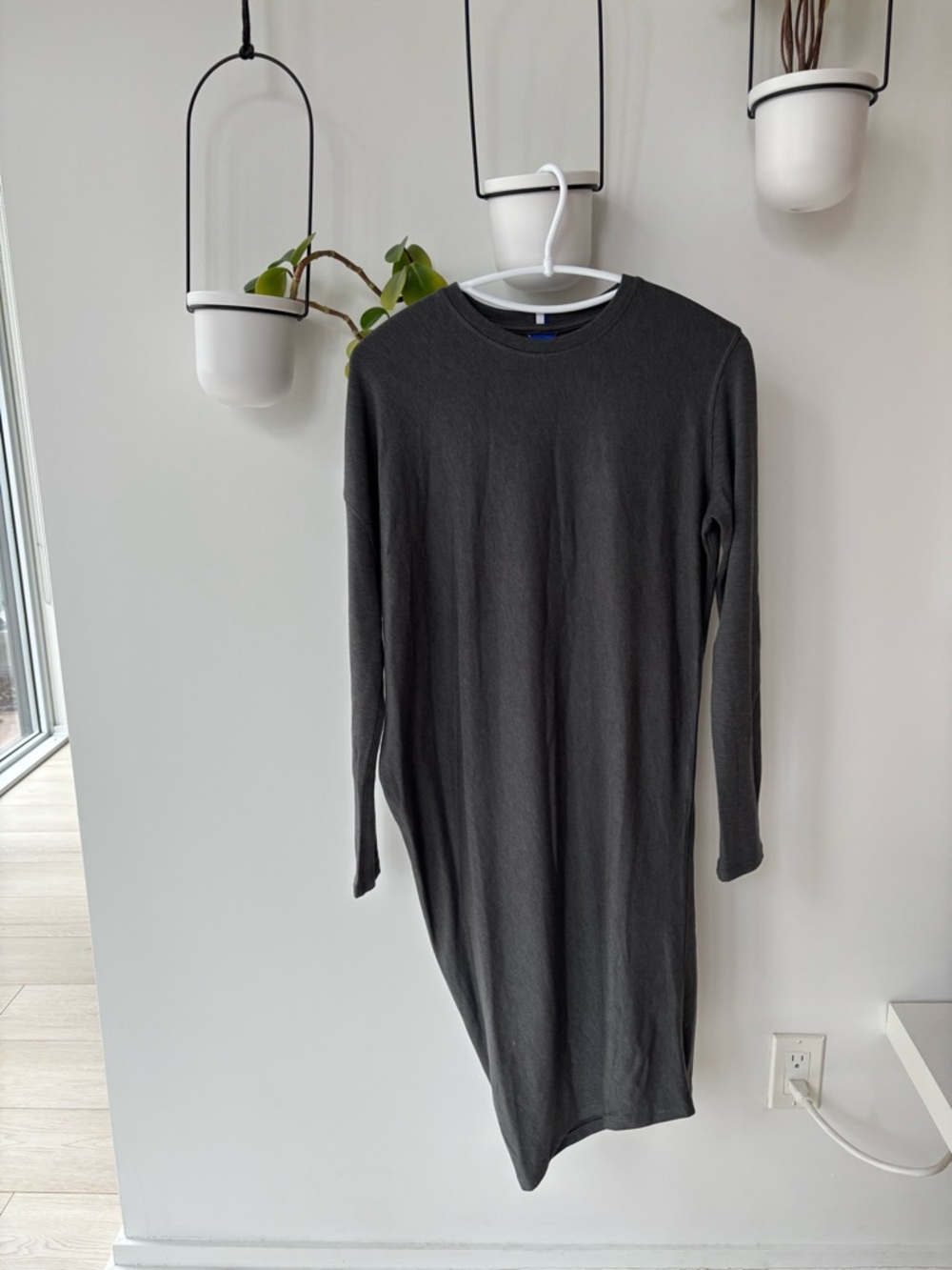 Kit and Ace Long Sleeve Knit Dress - Charcoal